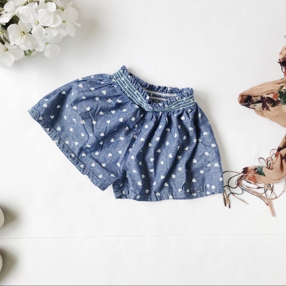 Other - 3/$20 Baby Girl Chambray Denim Polka Dot Shorts